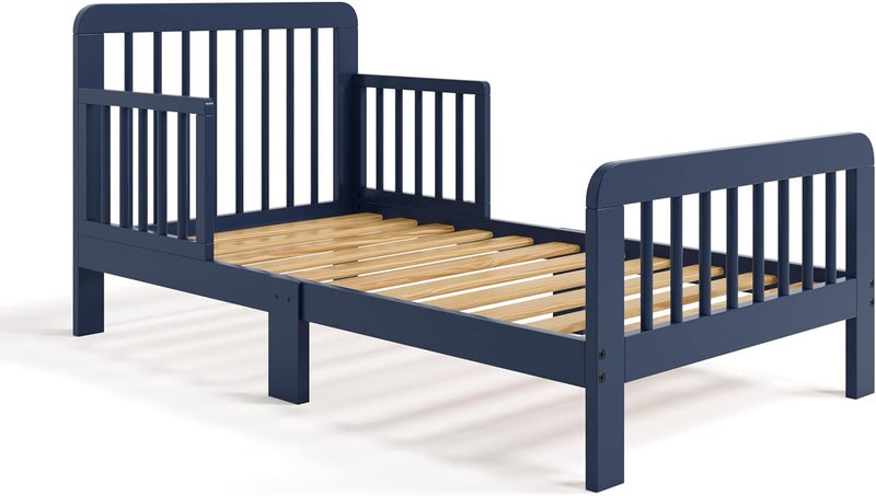 Storkcraft Pasadena Toddler Bed (Midnight Blue) - GREENGUARD Gold Certified, 100% Solid Wood, Fits Standard Crib Mattress, Toddler Rails Included, Complete Design with Headboard & Footboard - Image 4